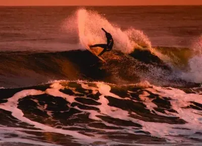 person surfing during sunset
