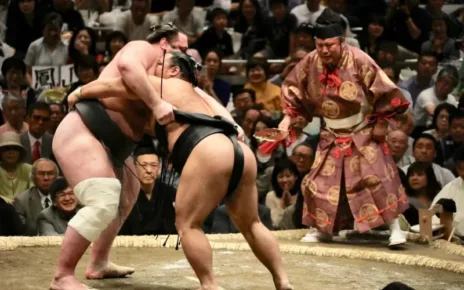 two men in sumo wrestling