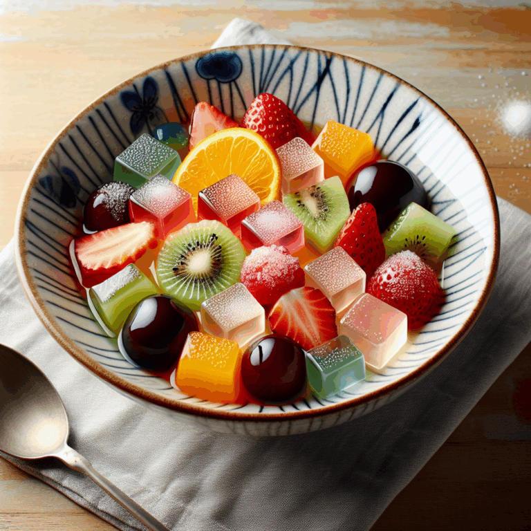 Anmitsu (postre de gelatina con frutas y azúcar)