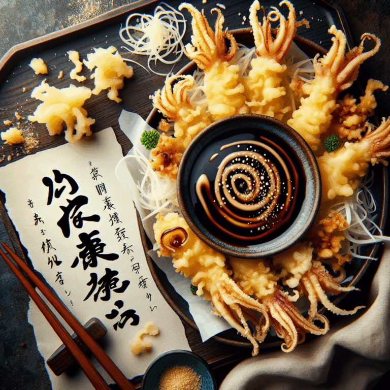 Ika geso tempura (tempura de tentáculos de calamar)