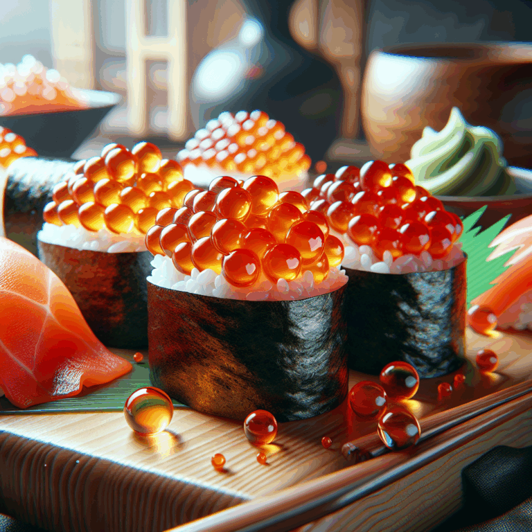 Ikura sushi (sushi de huevas de salmón)