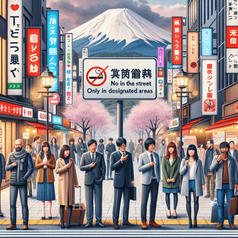 No fumes en la calle  solo en zonas habilitadas en Japón.